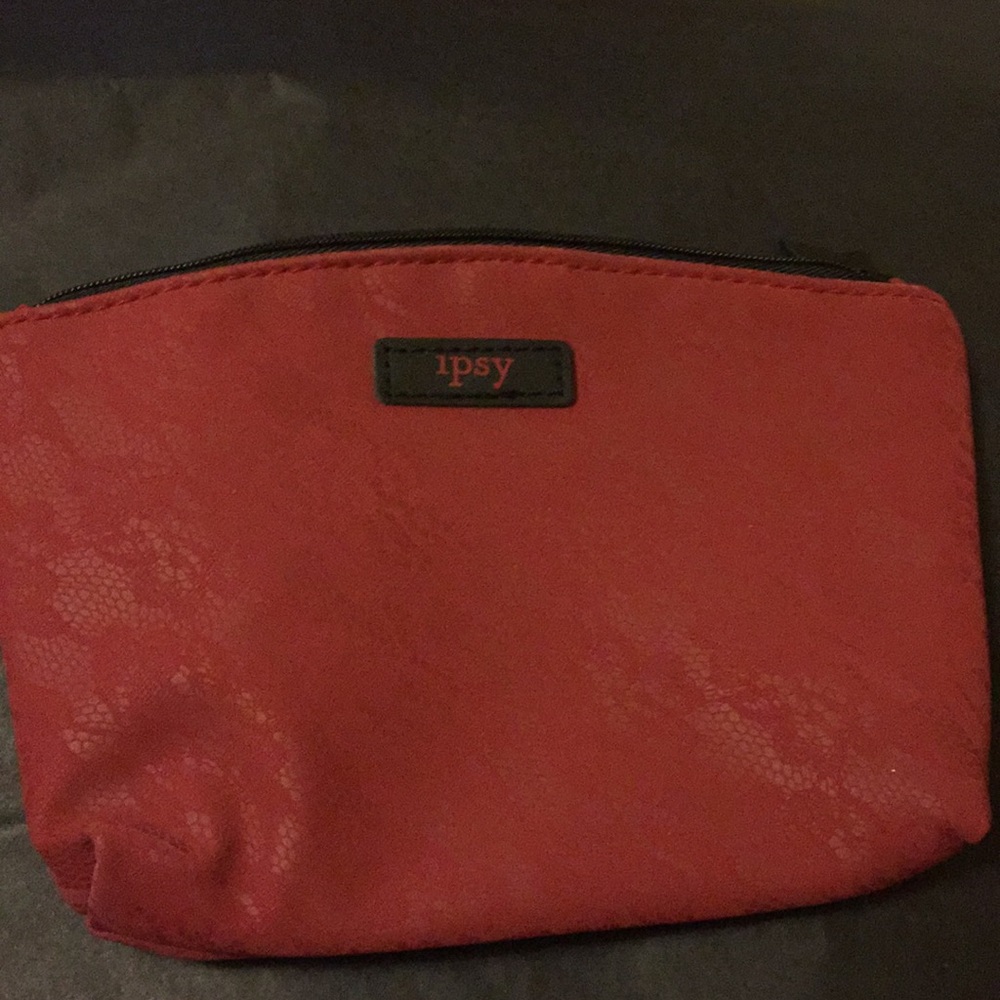 Ipsy lace printed, leather feel makeup bag